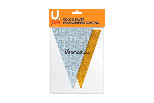Martello Holographic Bunting Gold & Silver, 2 sided