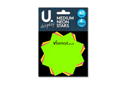 Martello Neon Stars, Medium 40pk