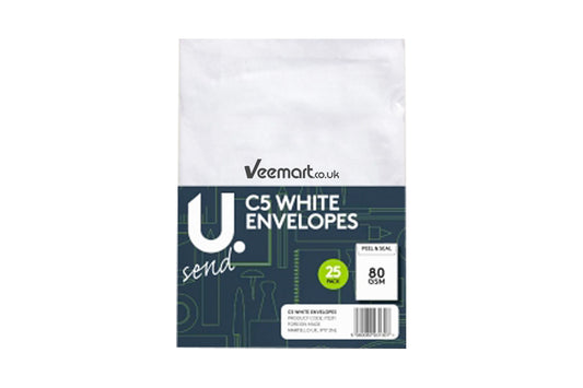 Martello C5 White Envelopes, 25pk
