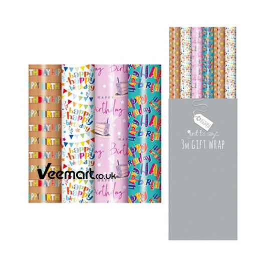 Tallon 3 Meter Gift Wrap Happy Birthday Designs