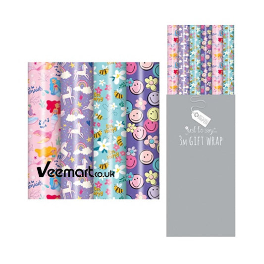 Tallon 3 Meter Gift Wrap Girls Designs