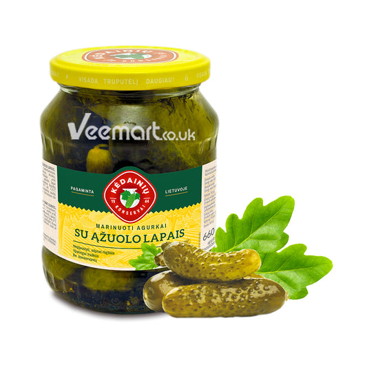 Kedainiu Konservai Pickled Cucumbers & Oak Leaves 660g