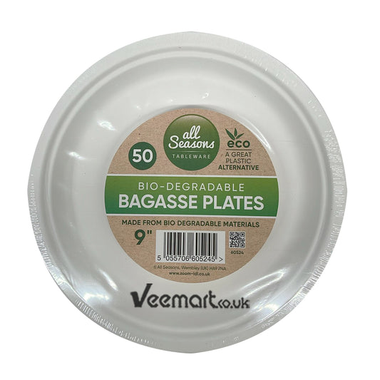 All Seasons Bagasse Plates 50pk-9inch