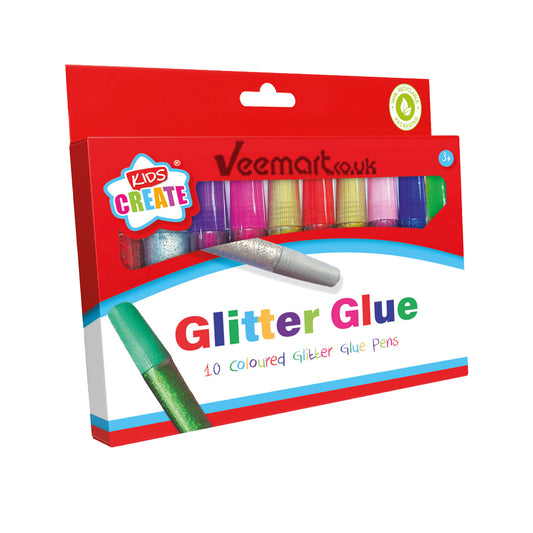 DG 10 Coloured Glitter Glue Pens