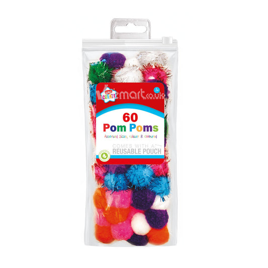 DG 60 Mix Coloured & Glitter Pom Poms