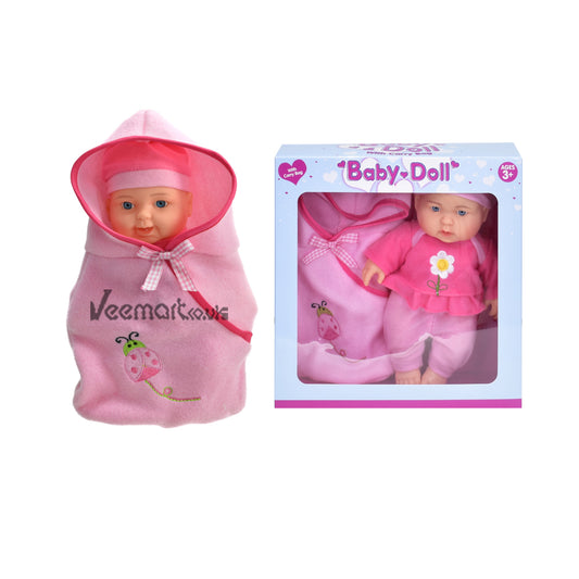 KandyToys 9" Vinyl Baby Doll With Carry Bag In Window Box